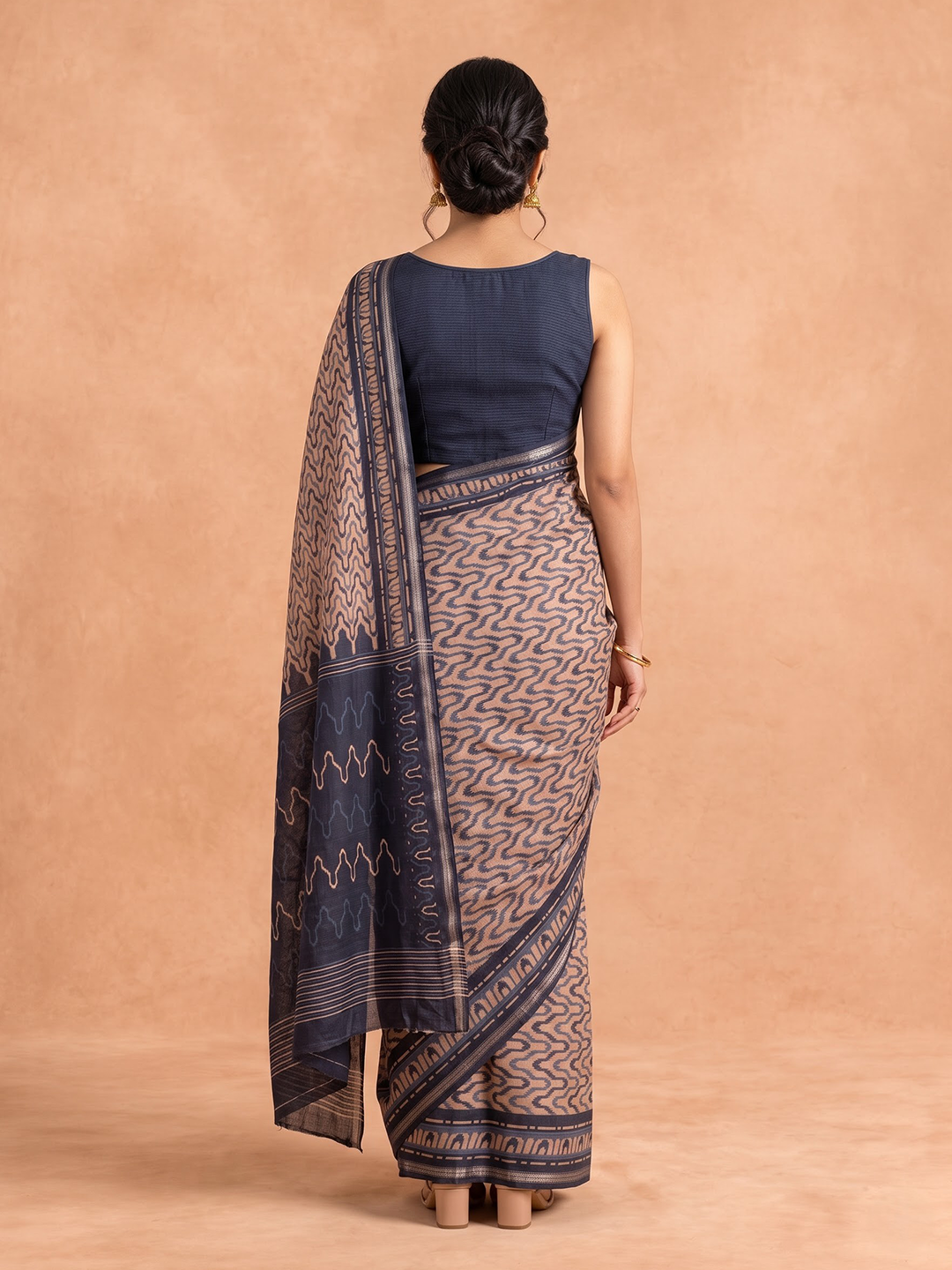 Women Semi Tussar Brown Saree ST385