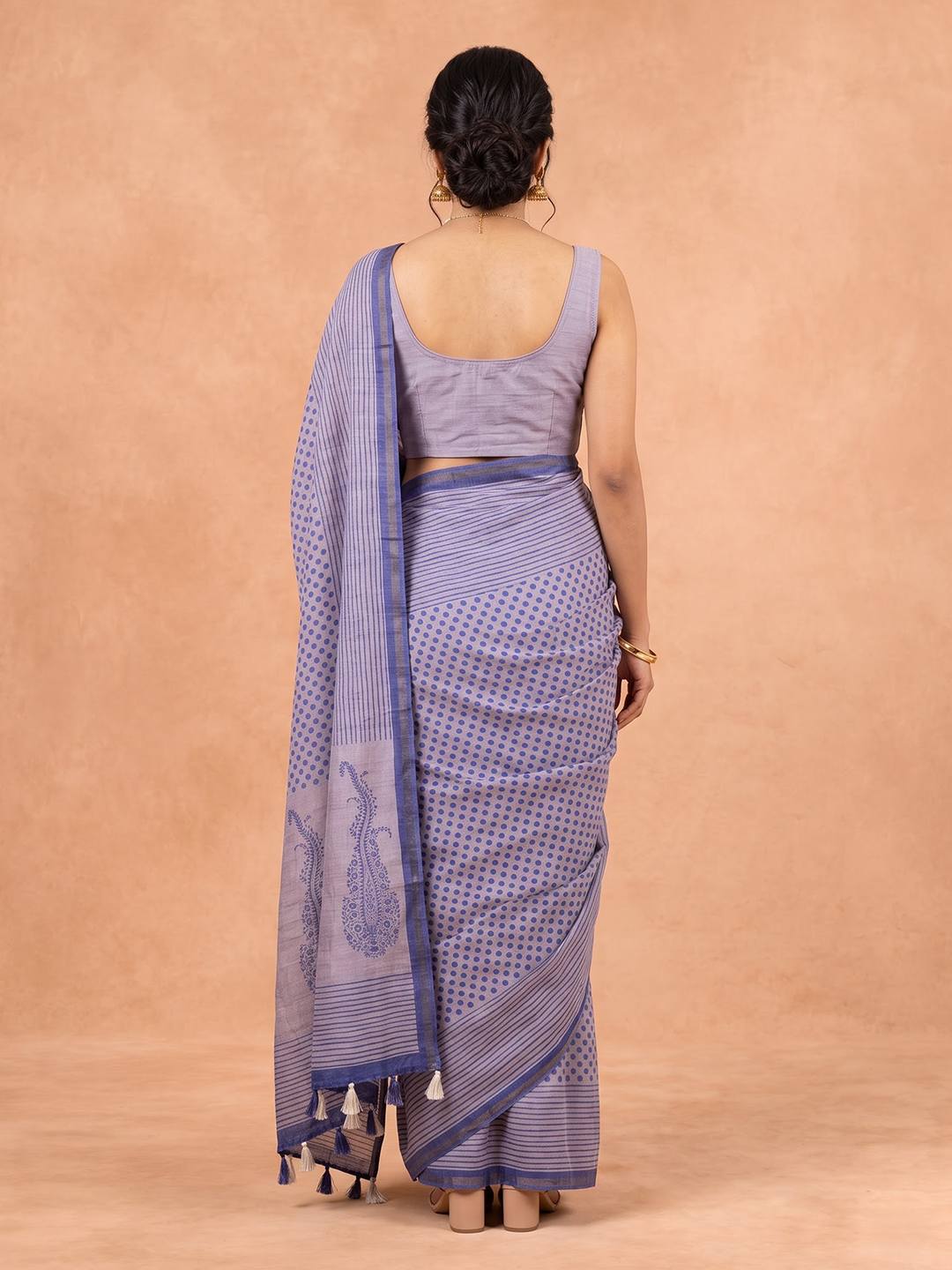 Women Semi Tussar Blue Saree ST392