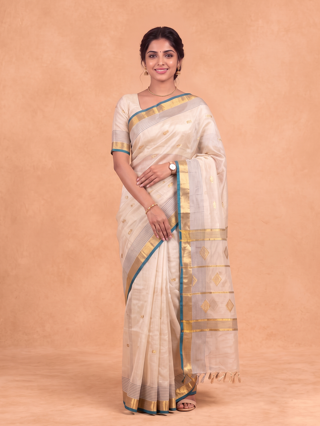 Women Tissue Gold Printed Saree KLS73