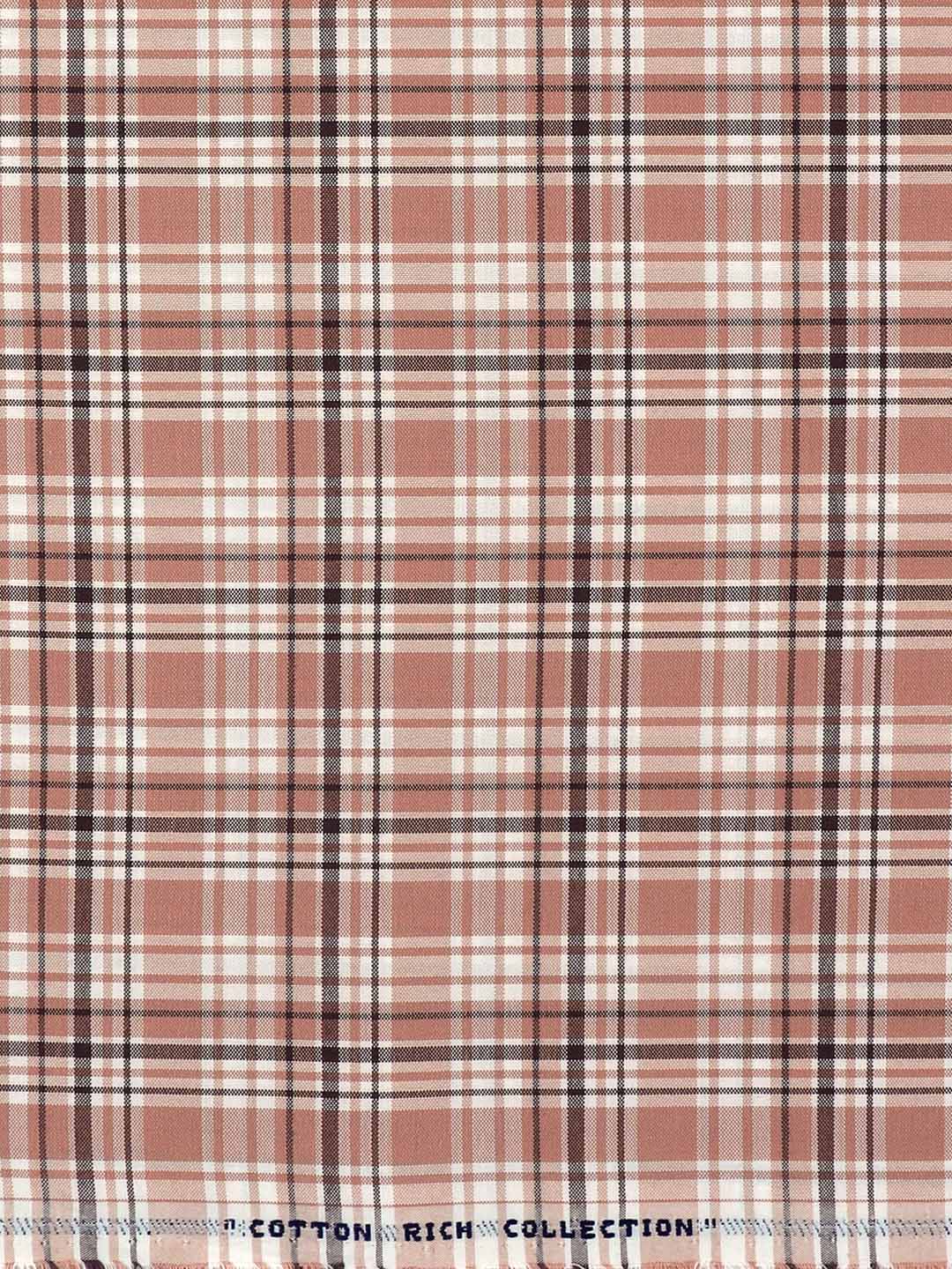 Cotton Rich Brown Checked Shirt Fabric Galaxy Art
