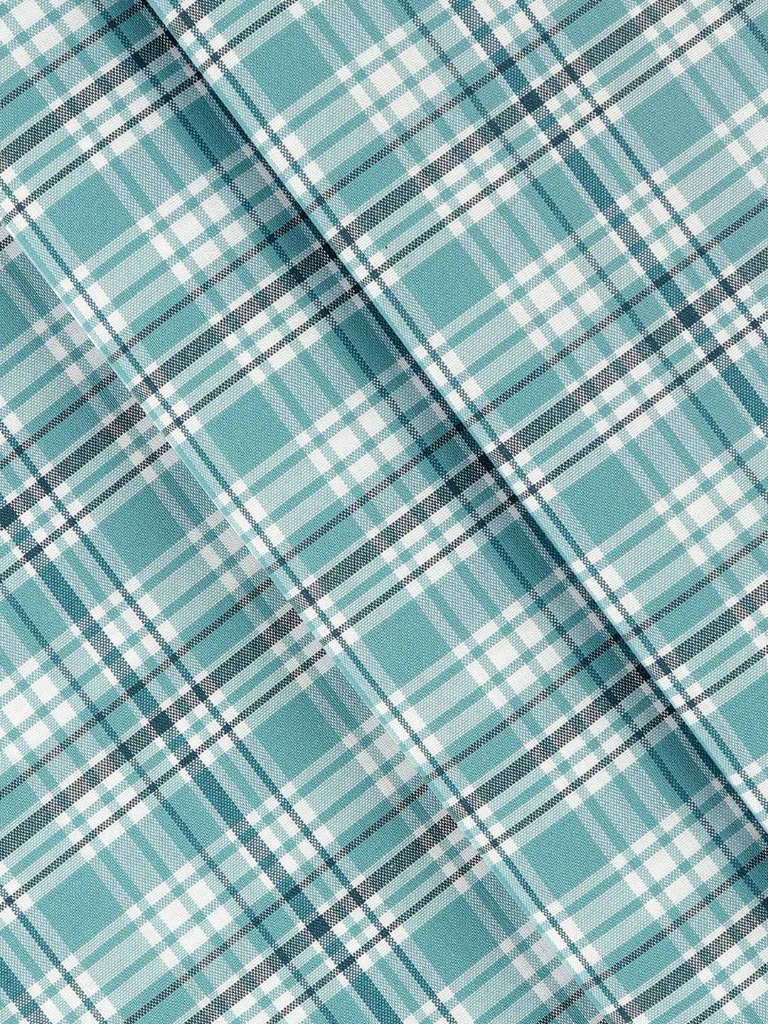 Cotton Rich Blue Checked Shirt Fabric Galaxy Art
