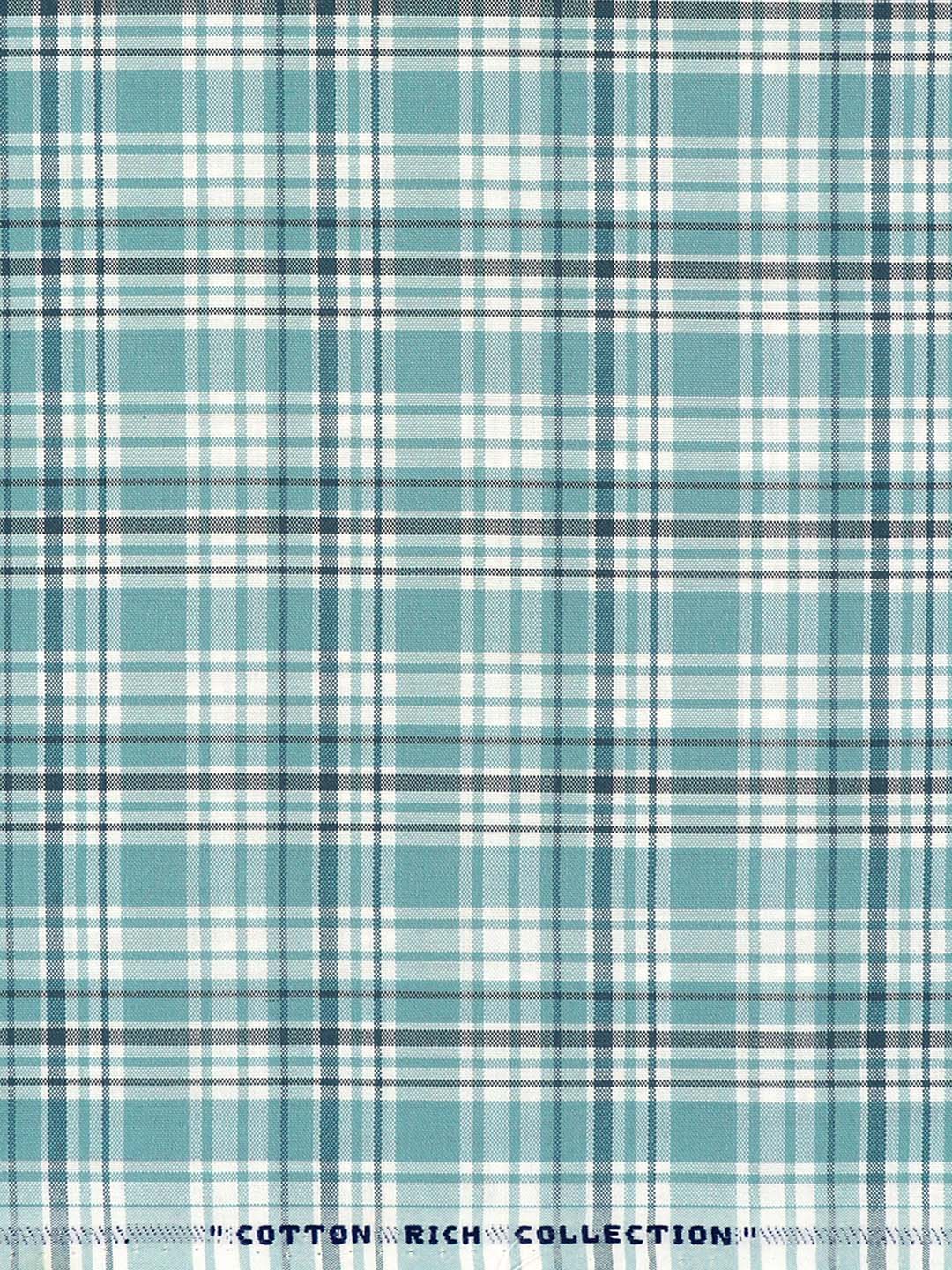 Cotton Rich Blue Checked Shirt Fabric Galaxy Art