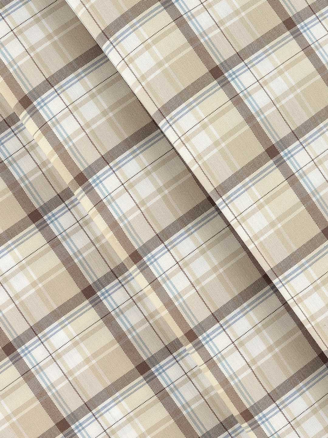 Cotton Rich Brown Checked Shirt Fabric Galaxy Art