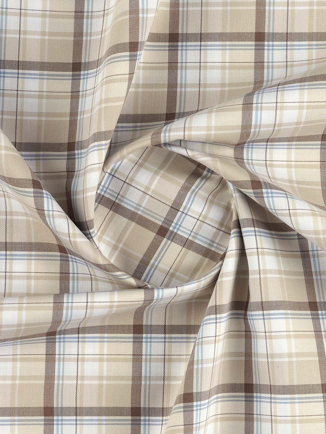 Cotton Rich Brown Checked Shirt Fabric Galaxy Art