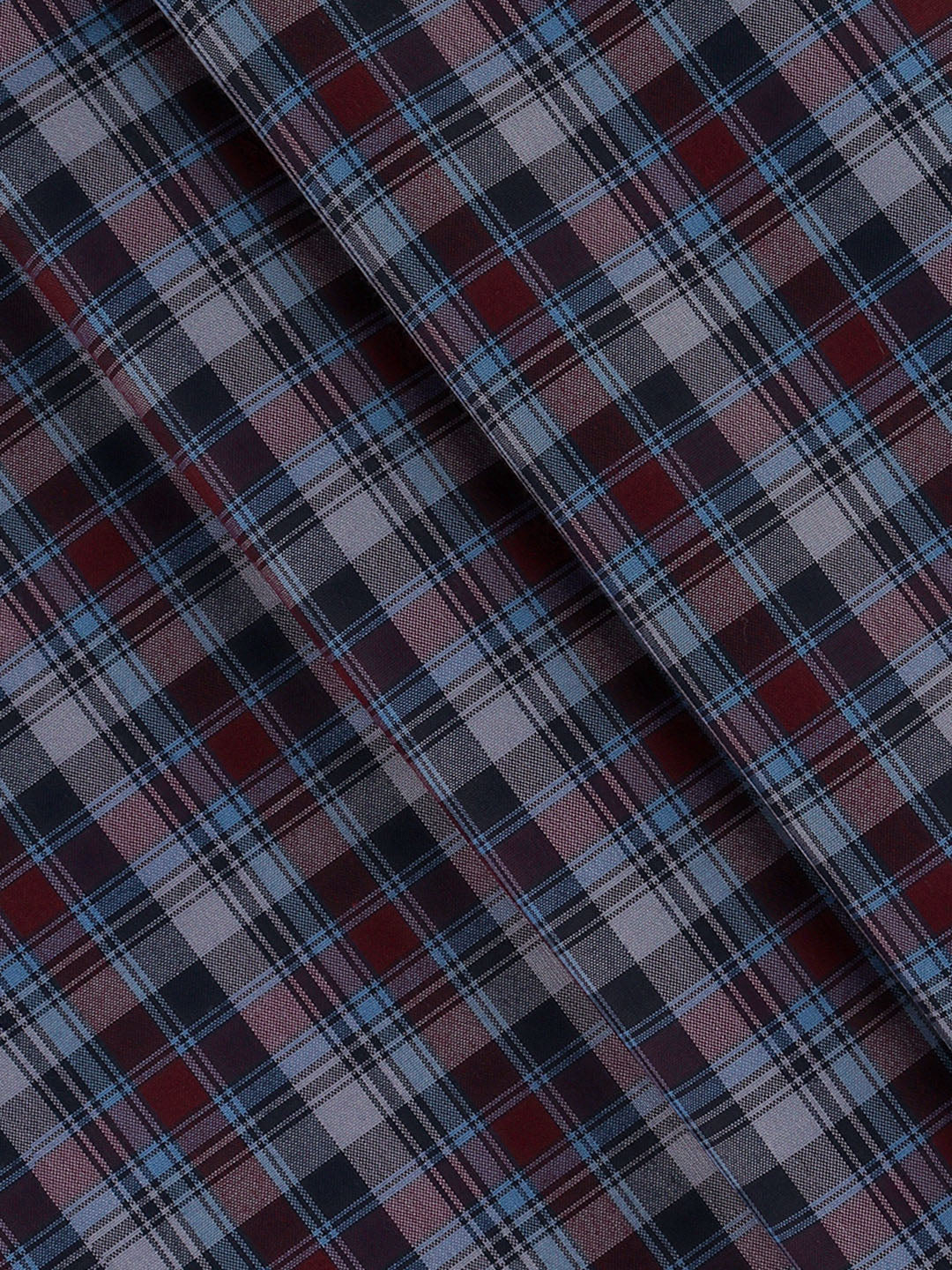 Men Cotton Rich Checked Navy with Maroon Shirt Fabric Galaxy Art