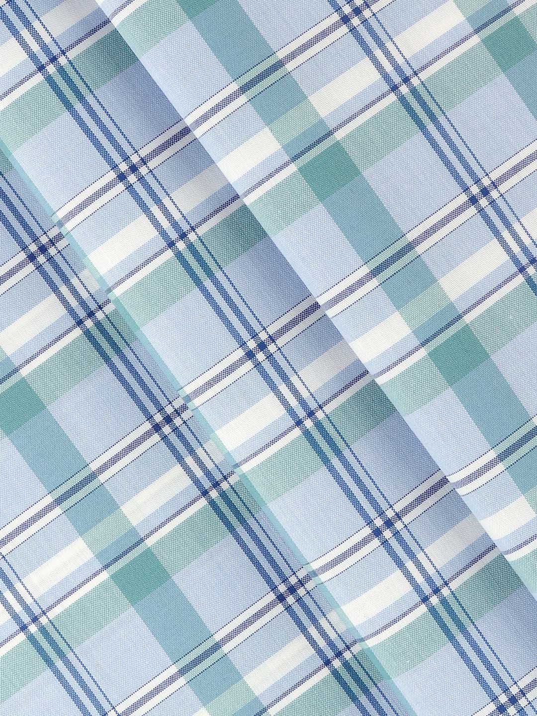 Cotton Rich Blue Checked Shirt Fabric Galaxy Art