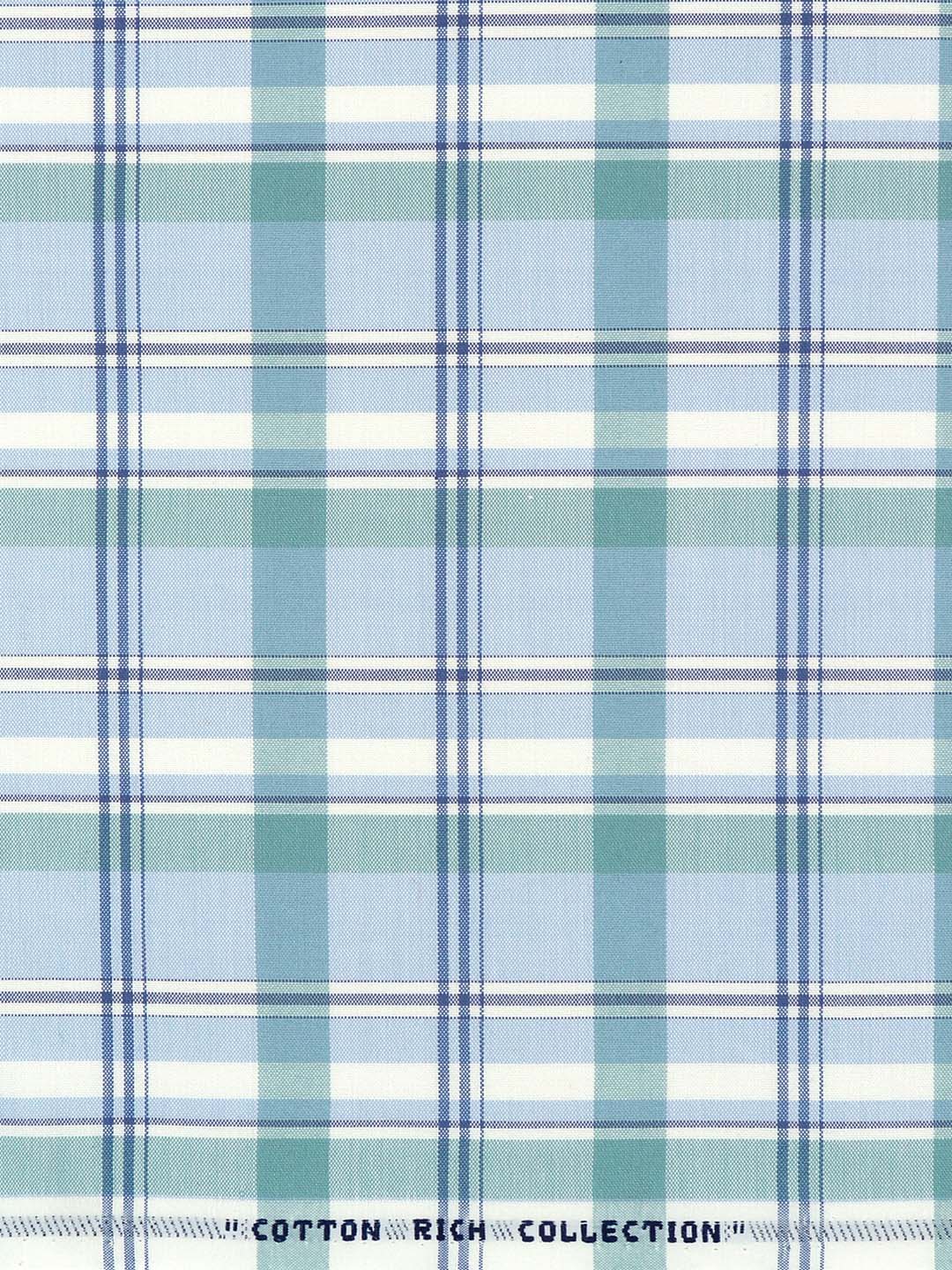 Cotton Rich Blue Checked Shirt Fabric Galaxy Art