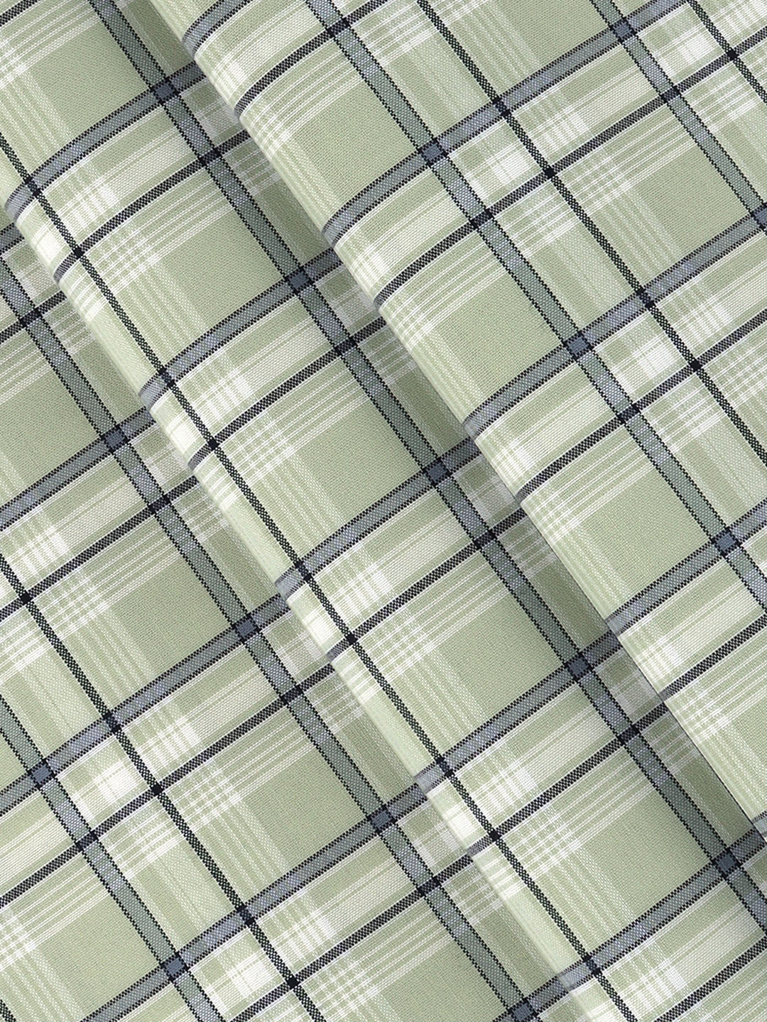 Cotton Rich Green Checked Shirt Fabric Galaxy Art