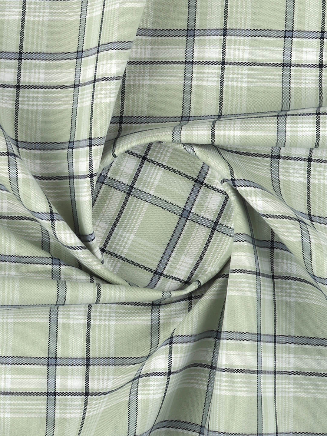 Cotton Rich Green Checked Shirt Fabric Galaxy Art