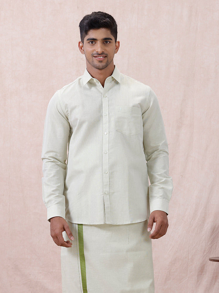 Men Moss Green Tissue Shirt Sankalpam