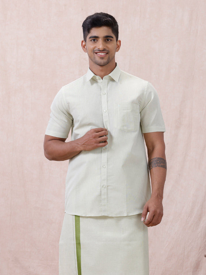 Men Moss Green Tissue Shirt Sankalpam