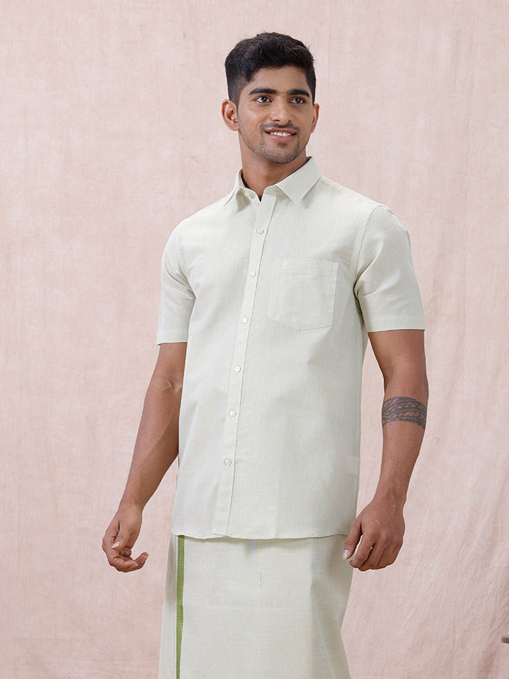 Men Moss Green Tissue Shirt Sankalpam