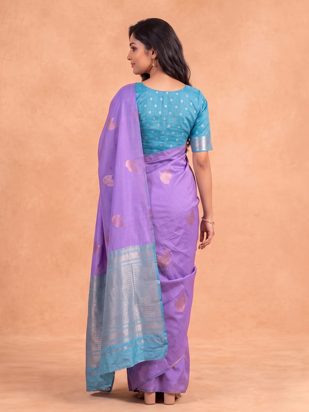Women Soft Silk Light Purple With Sky Blue Saree SS545