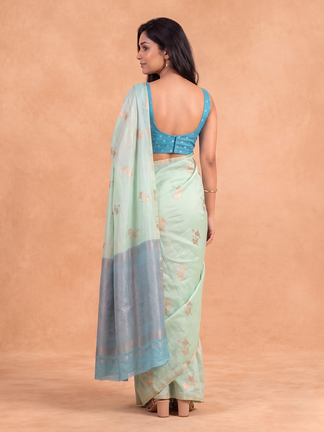 Women Soft Silk Pista Green Saree SS539