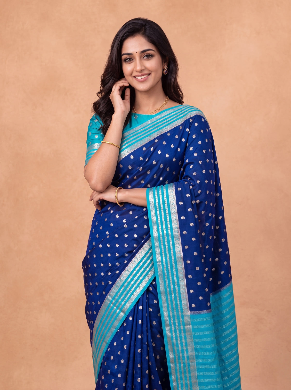 Women Soft Silk Navy Saree SS506