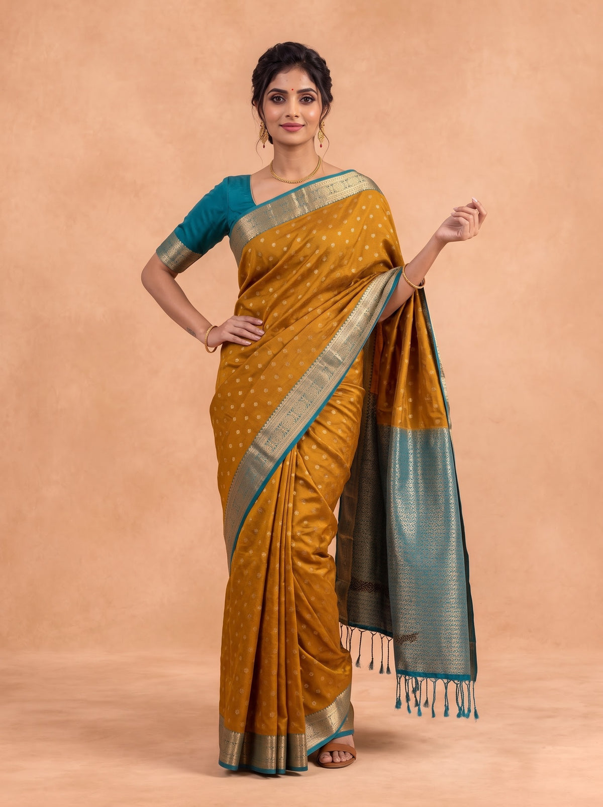 Women Soft Silk Mustard Saree SS484