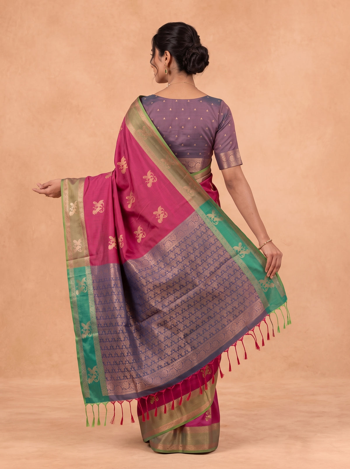 Women Soft Silk Rani Pink Saree SS473
