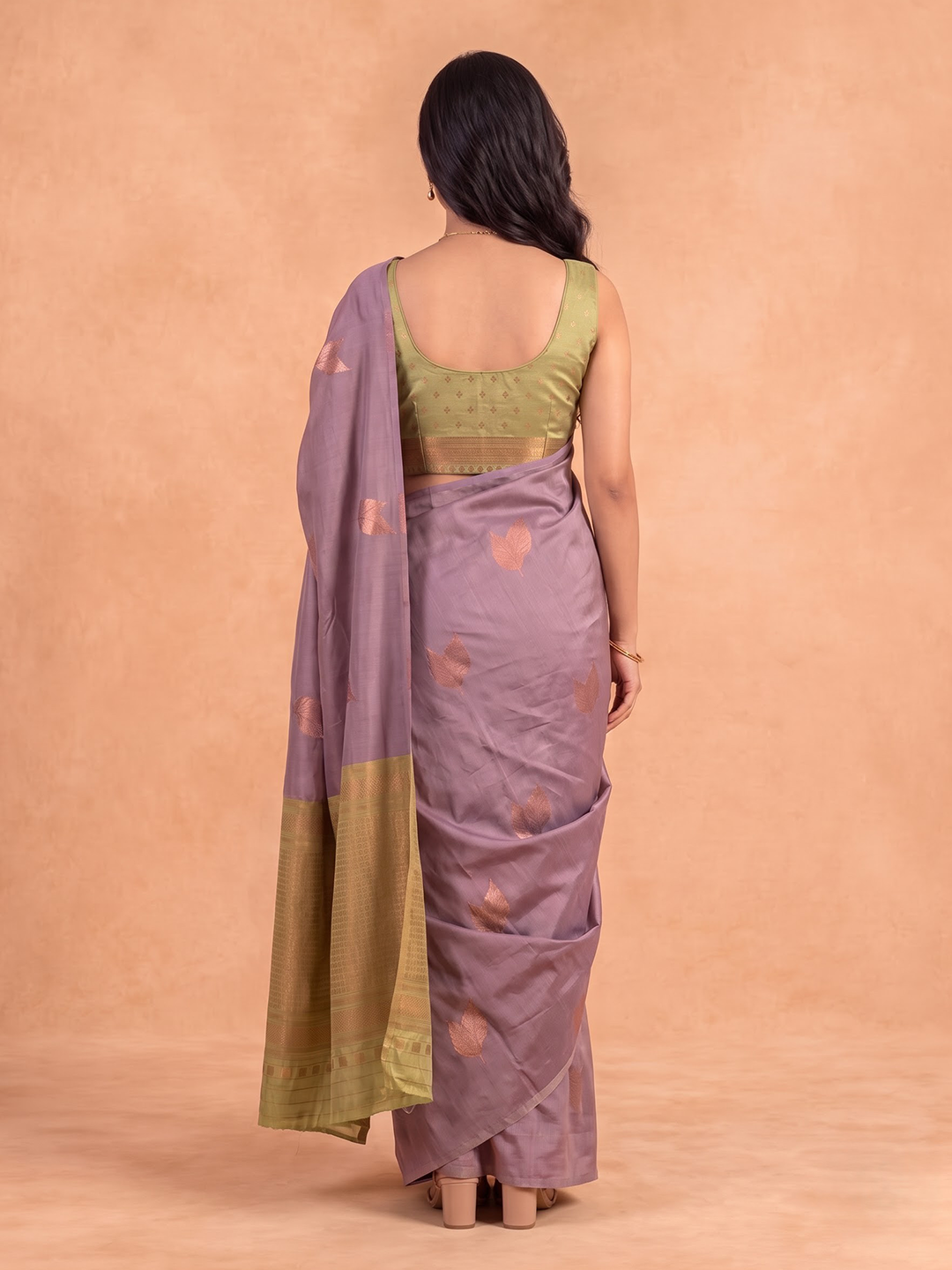 Women Soft Silk Lavender with Green Saree SS544