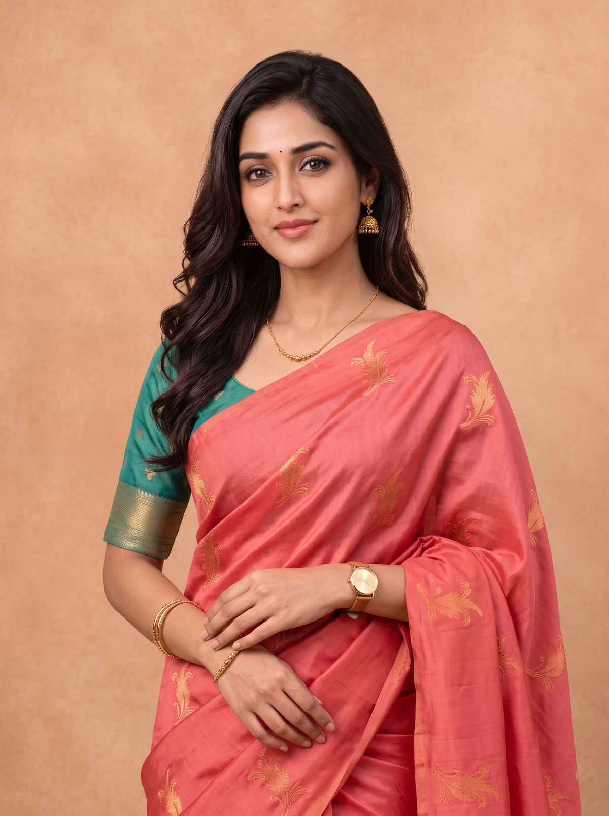 Women Soft Silk Pink with Green Saree SS515