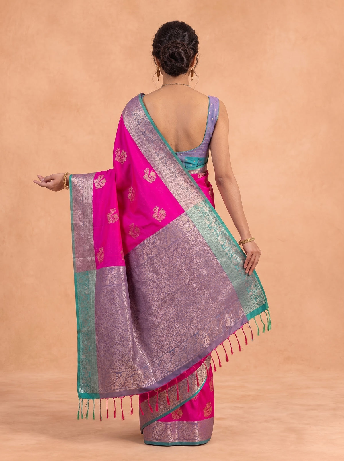 Women Soft Silk Dark Pink With Purple SS498