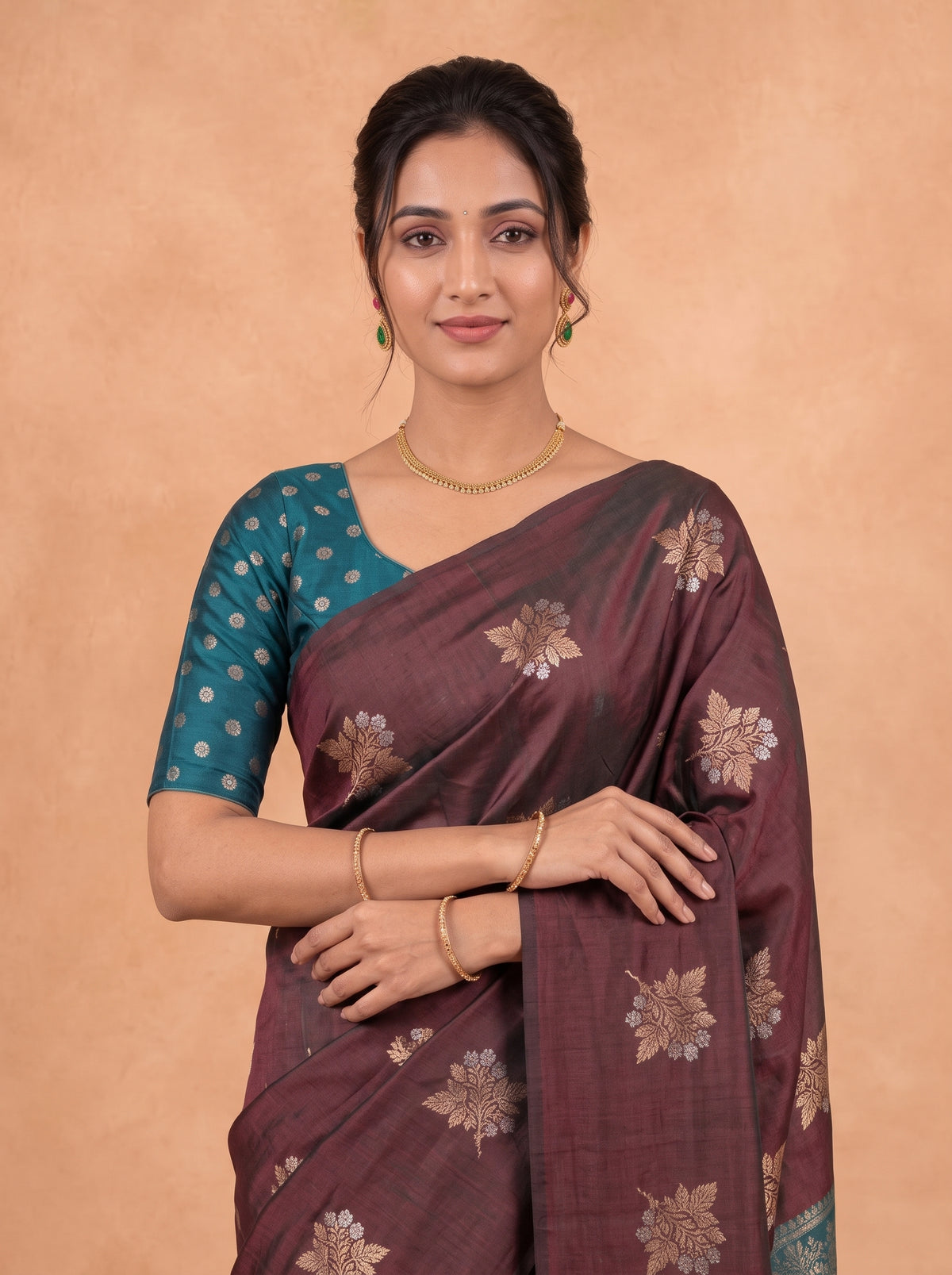 Women Soft Silk Maroon With Green Saree SS482