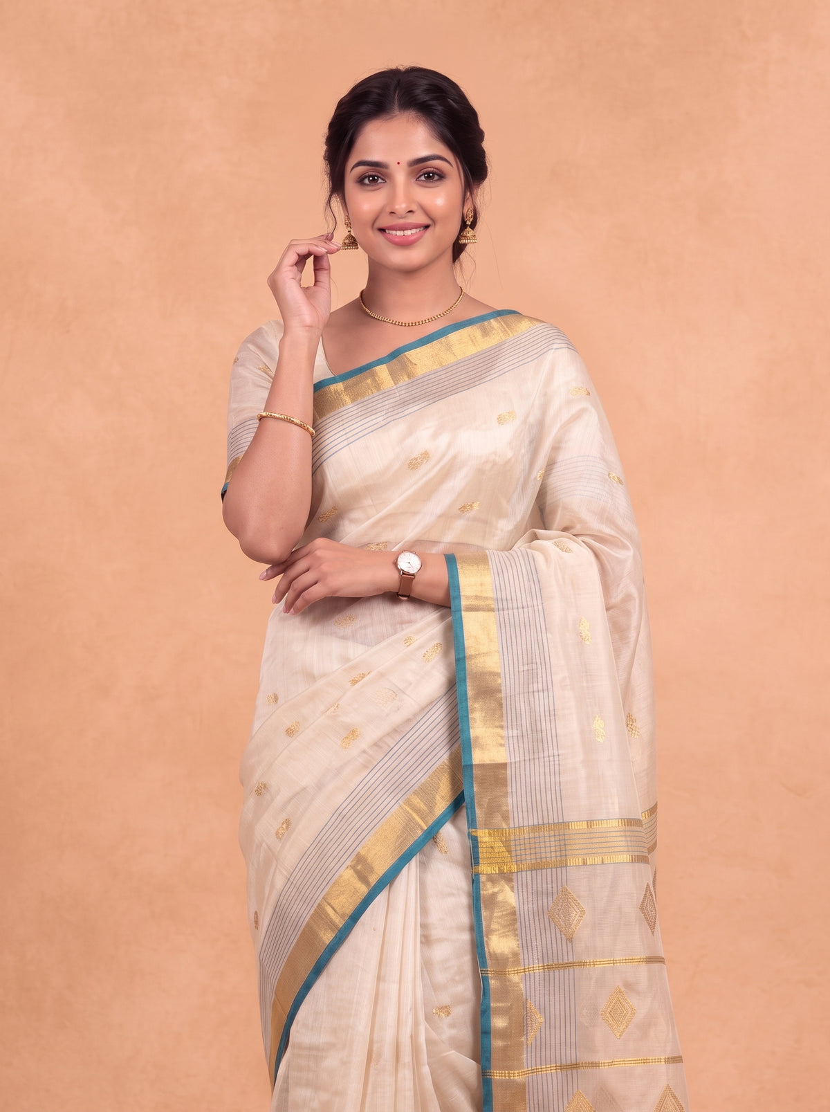Women Tissue Gold Printed Saree KLS73
