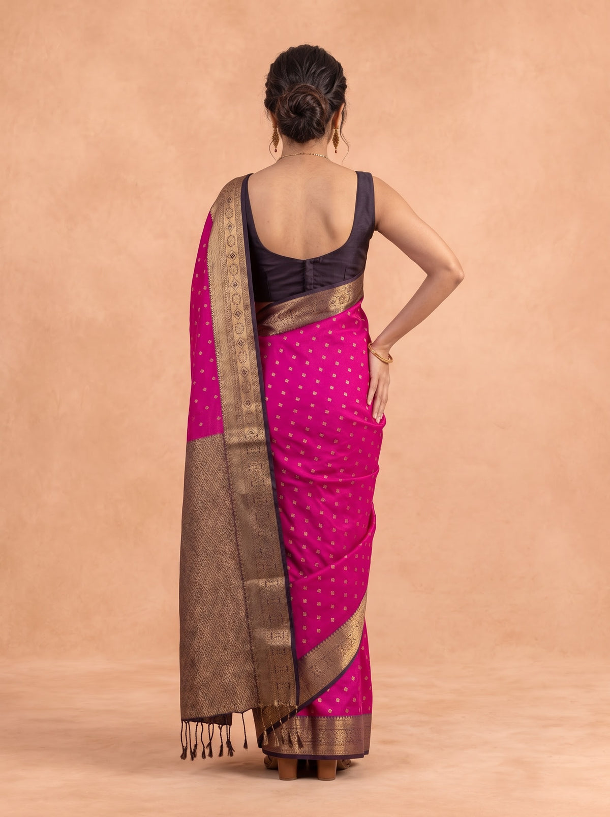 Women Soft Silk Violet with Dark Brown SS496
