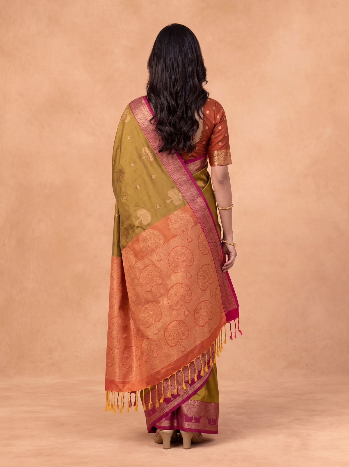 Women Soft Silk Brown with Purple Saree SS461