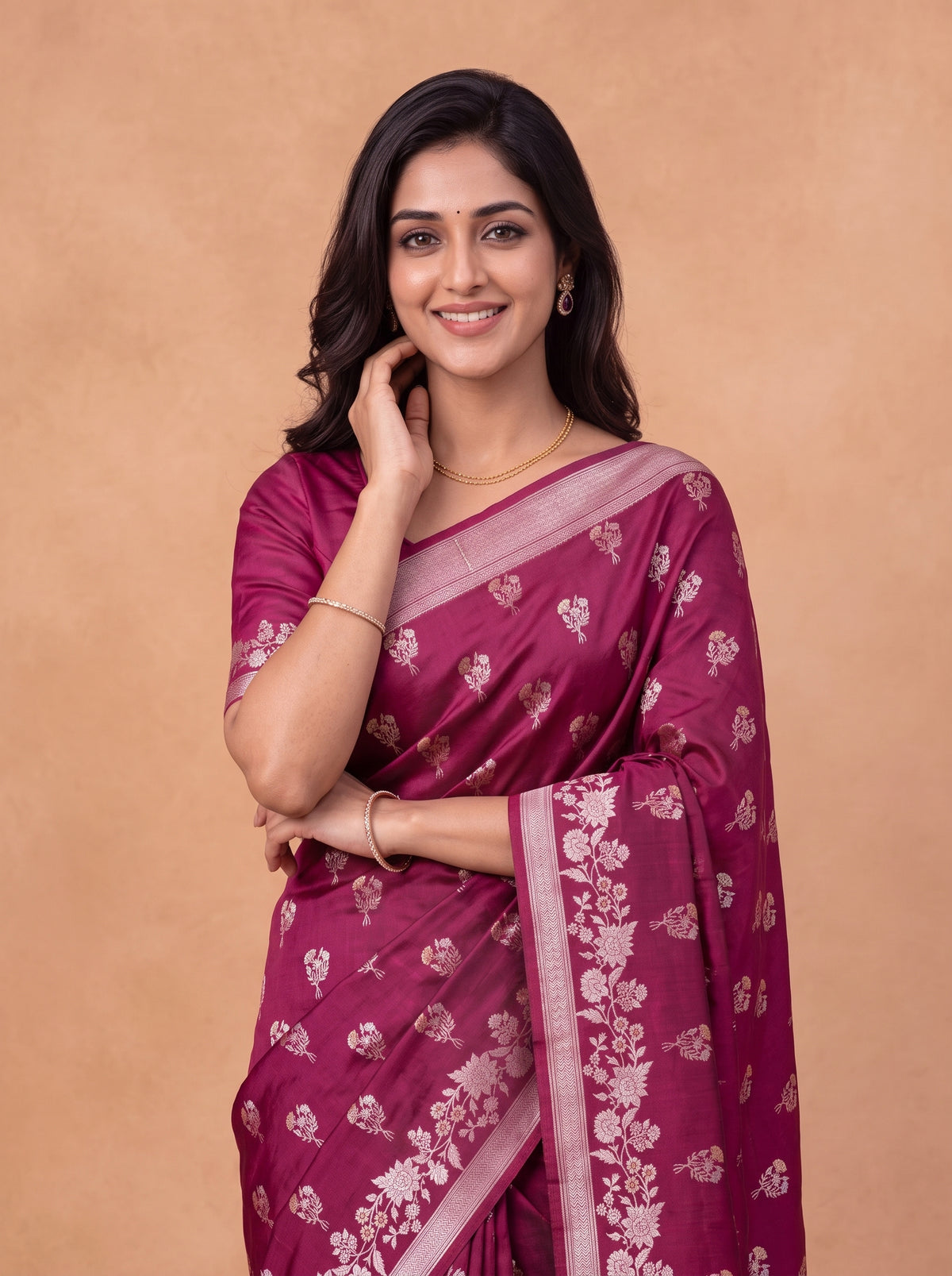 Women Soft Silk Red Saree SS510