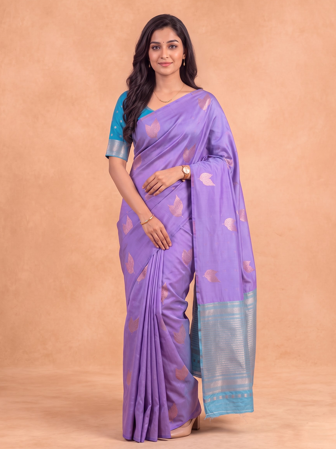 Women Soft Silk Light Purple With Sky Blue Saree SS545