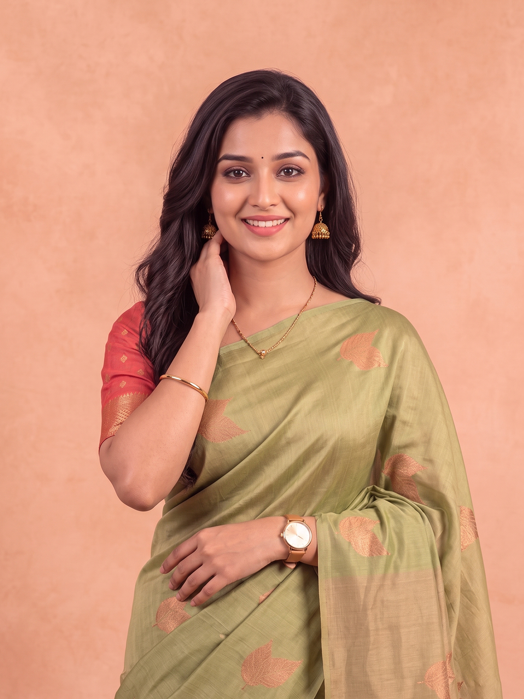 Women Soft Silk Pink with Green Saree SS534