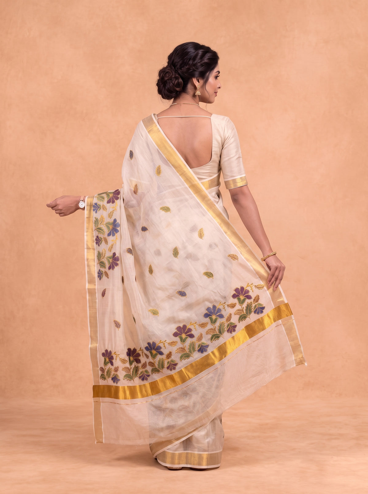 Women Tissue Gold Embroidered Saree KLS72