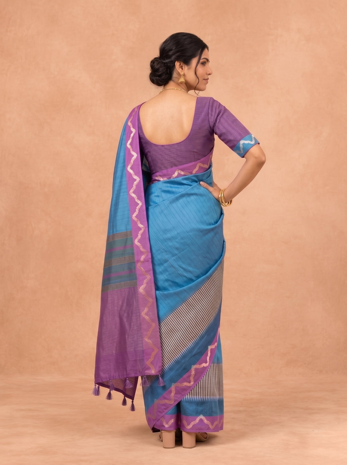 Women Semi Tussar Dark Teal Saree ST368