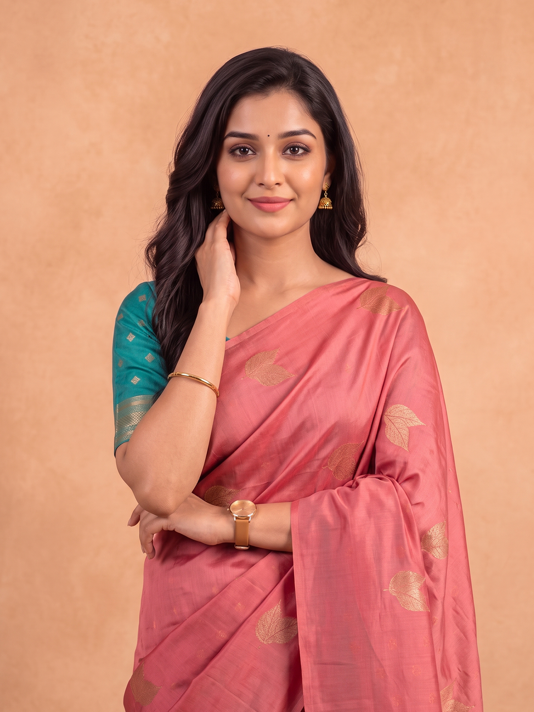 Women Soft Silk Pink with Green Saree SS528
