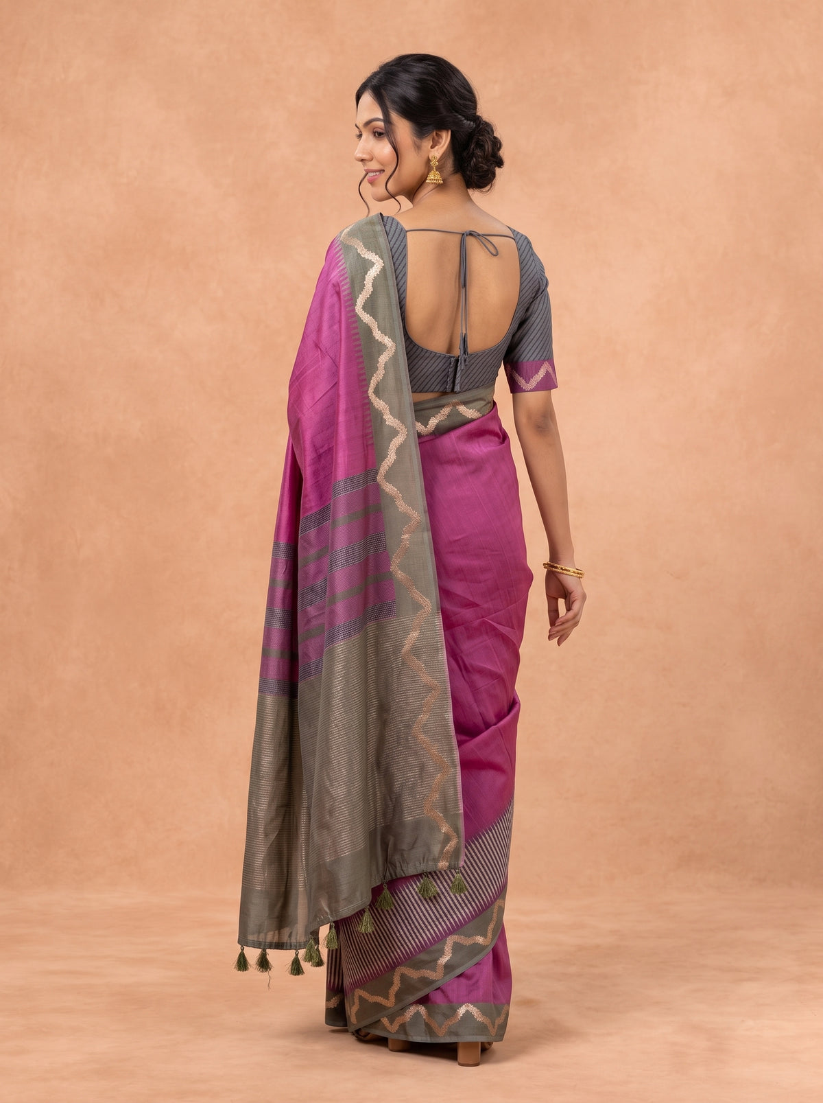 Women Semi Tussar Purple Saree ST369