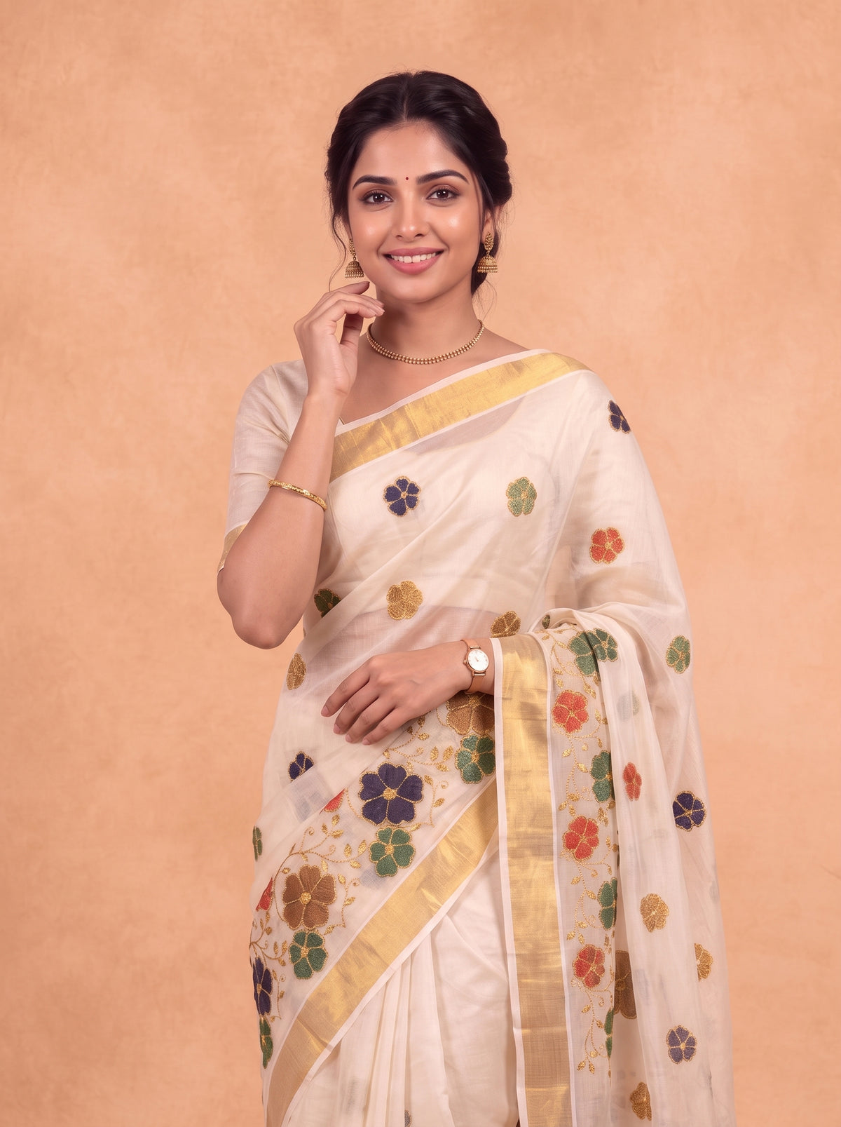 Women Tissue Gold Embroidered Saree KLS69