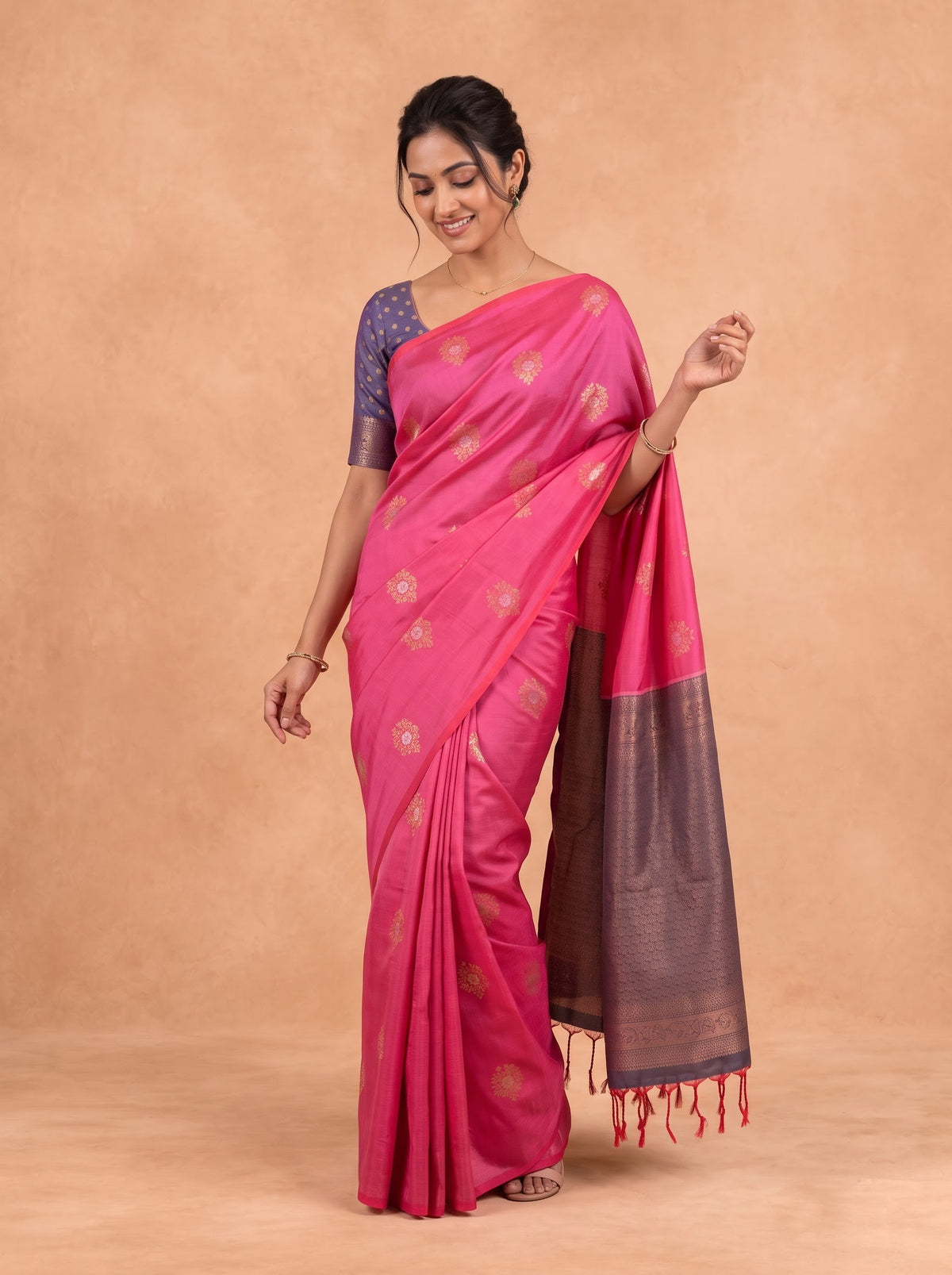 Women Soft Silk Pink Saree SS451