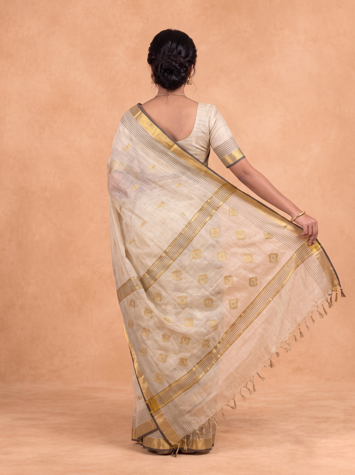 Women Tissue Gold Printed Saree KLS70
