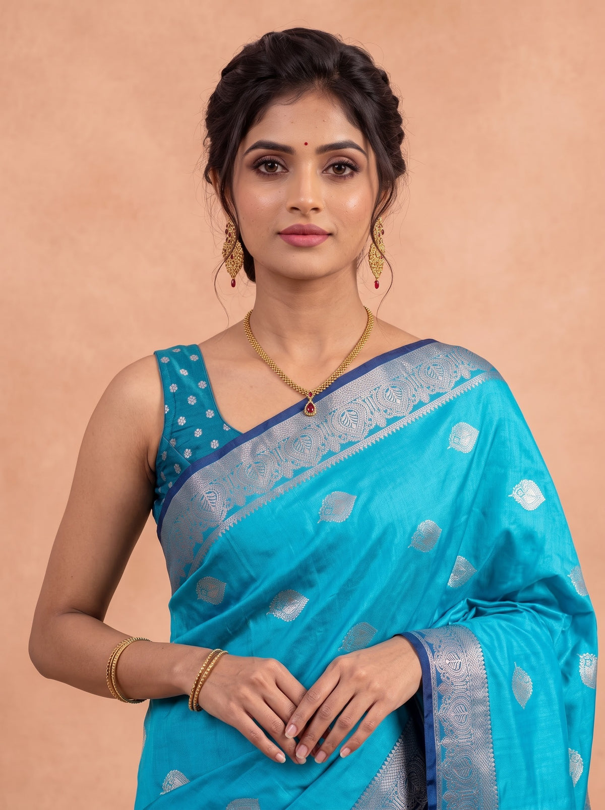 Women Soft Silk Sky Blue Saree SS502