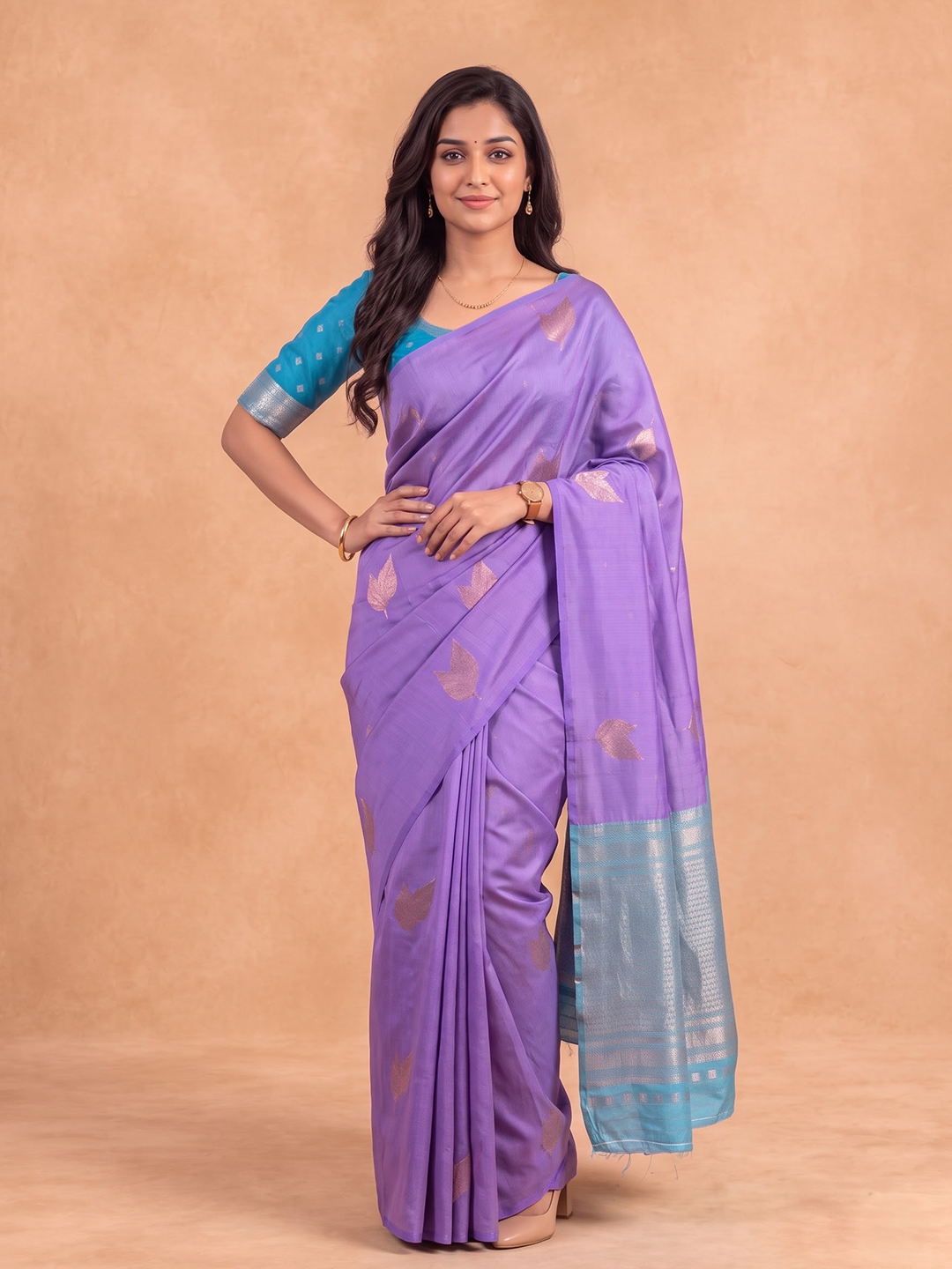 Women Soft Silk Light Purple With Sky Blue Saree SS545