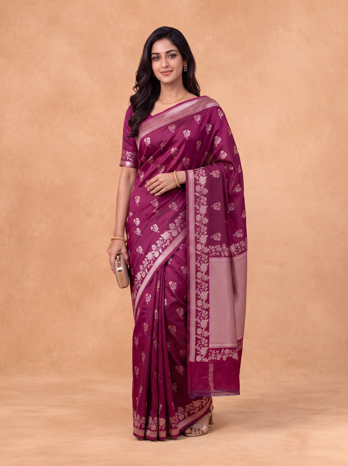 Women Soft Silk Red Saree SS510