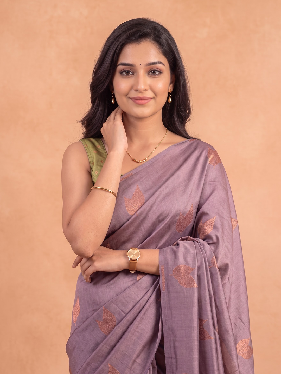Women Soft Silk Lavender with Green Saree SS544