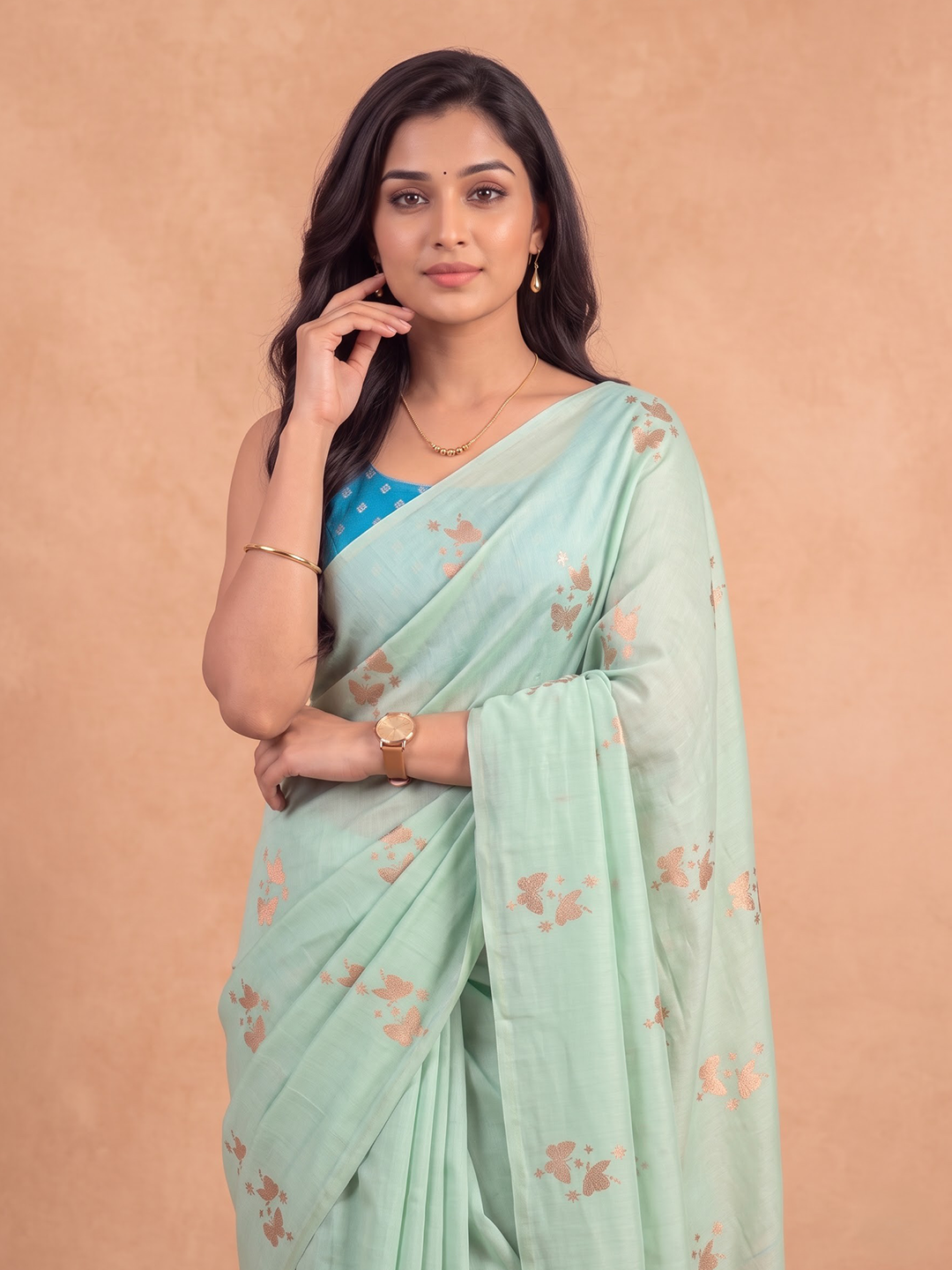Women Soft Silk Pista Green Saree SS539