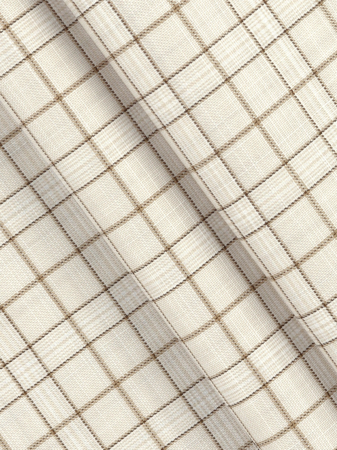 Cotton Rich Light Brown Checked Shirt Fabric High Style