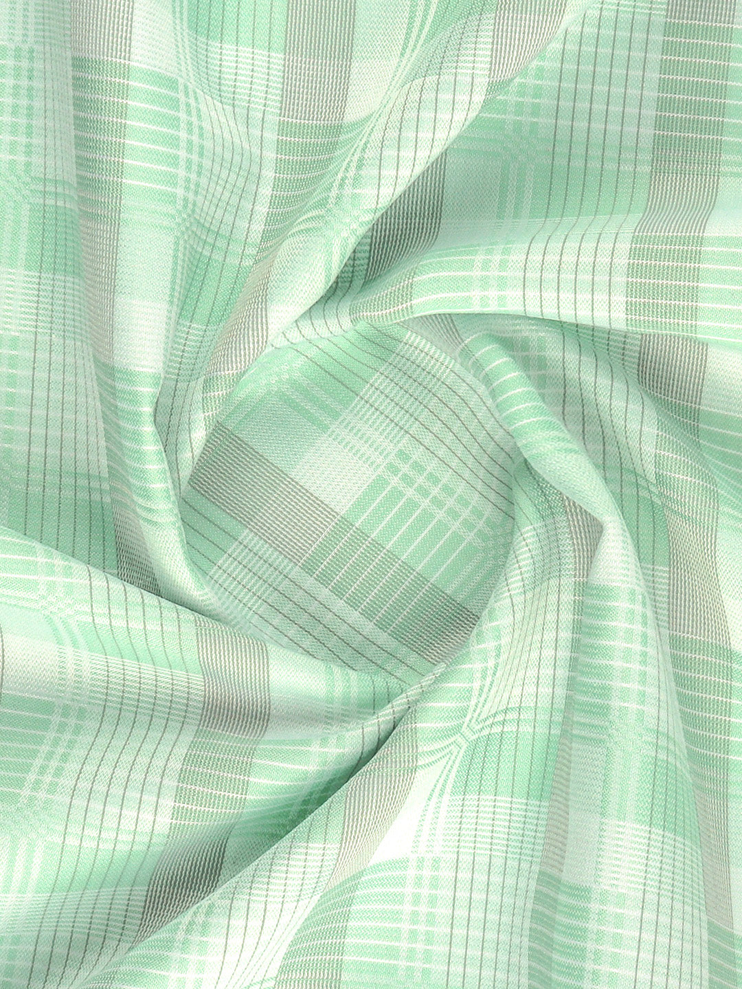 Men Cotton Rich Green Checked Shirt Fabric High Style