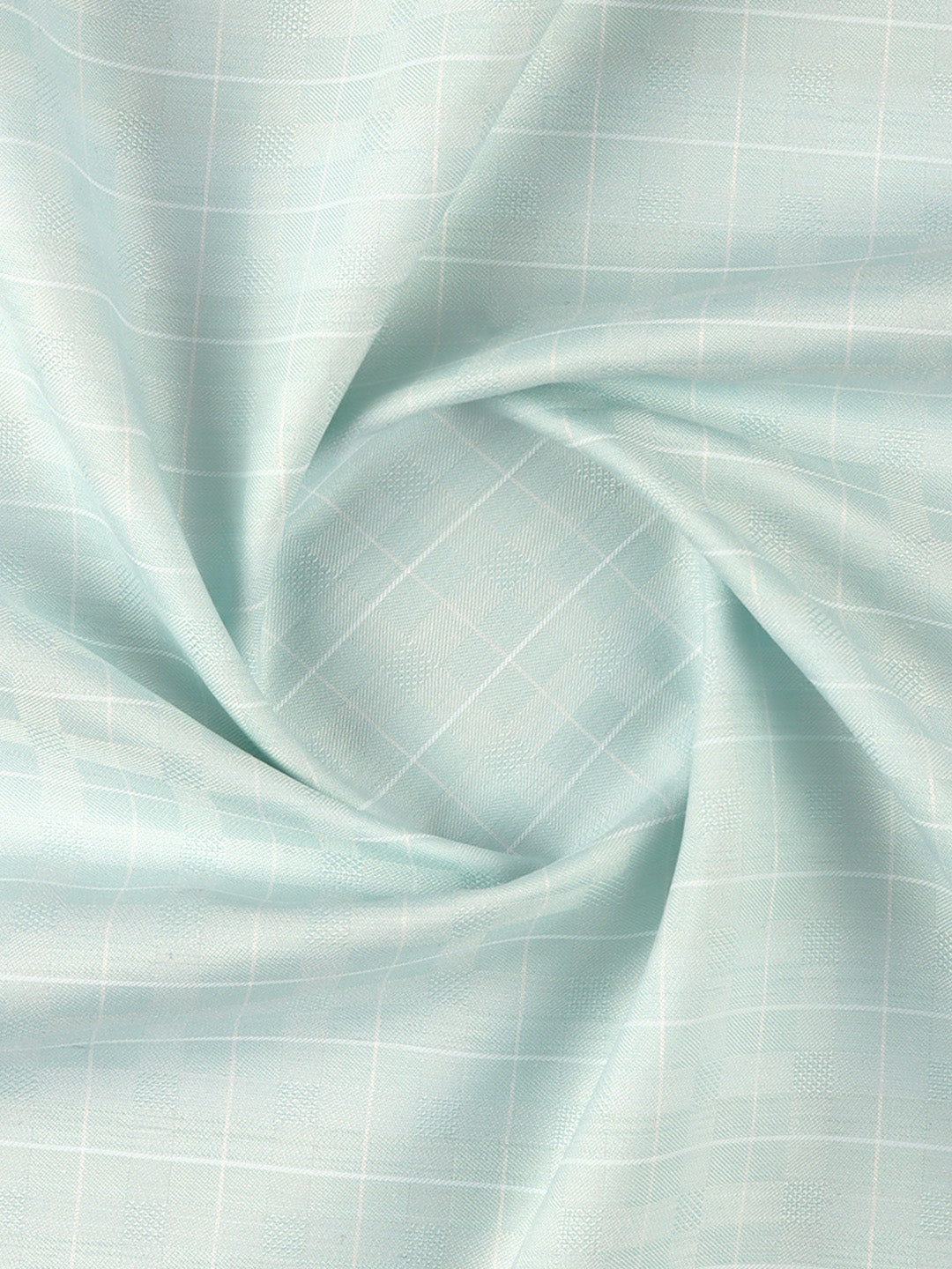 Men Cotton Rich Self Design Shirt Fabric Mint Green HI-Tech