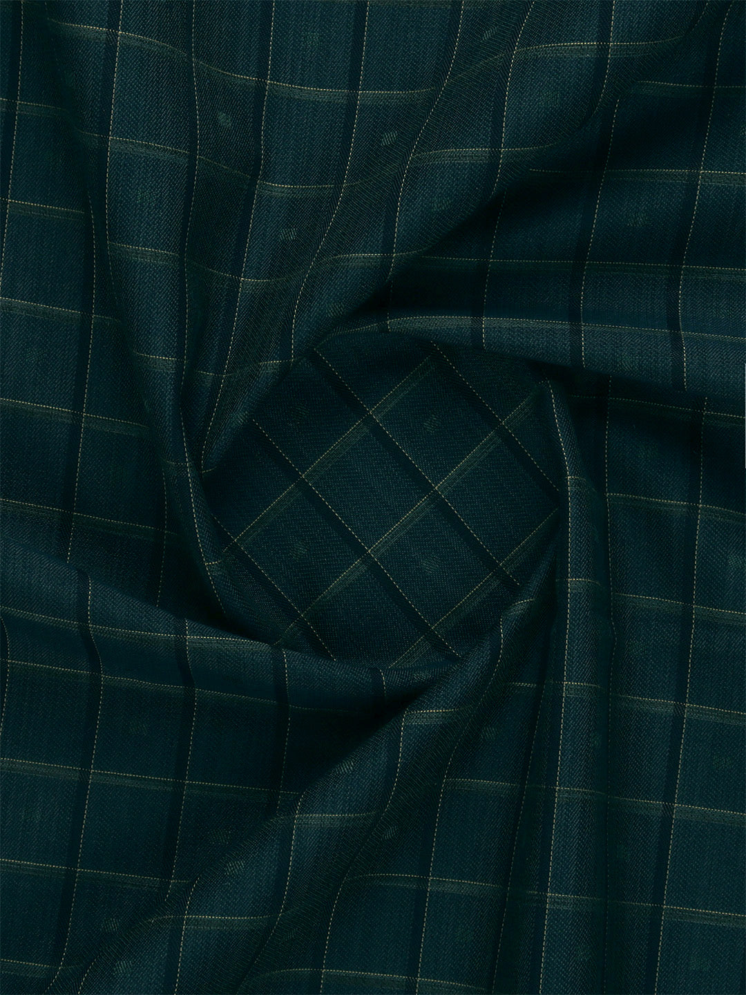 Men Cotton Rich Self Design Shirt Fabric Dark Green HI-Tech