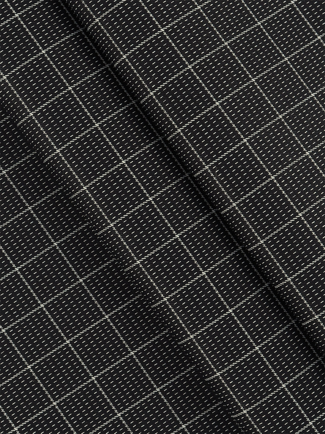 Men Cotton Rich Self Design Shirt Fabric Black HI-Tech