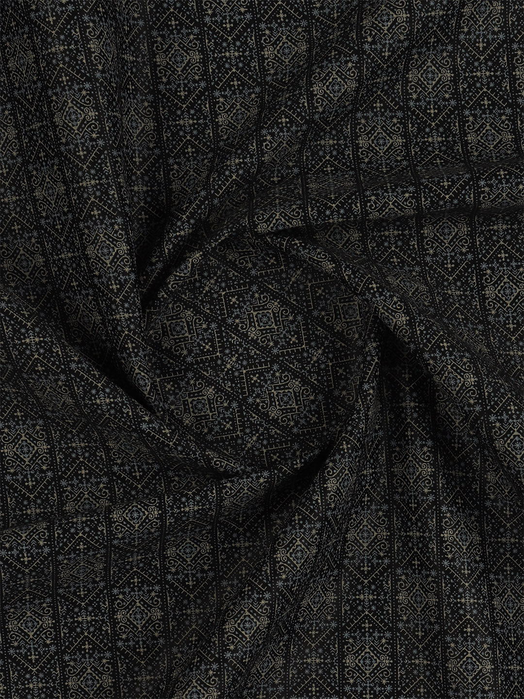 Men 100% Cotton Black Printed Shirt Fabric Oslo