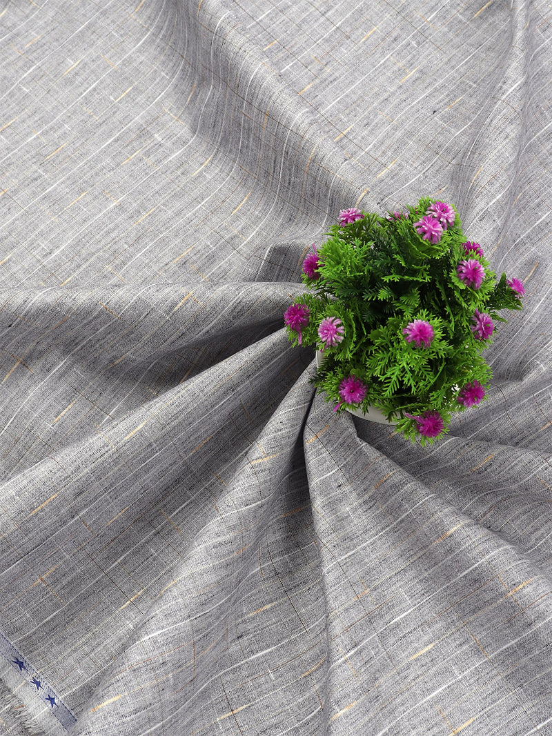 Cotton Colour Checked Grey Shirting Fabric High Style